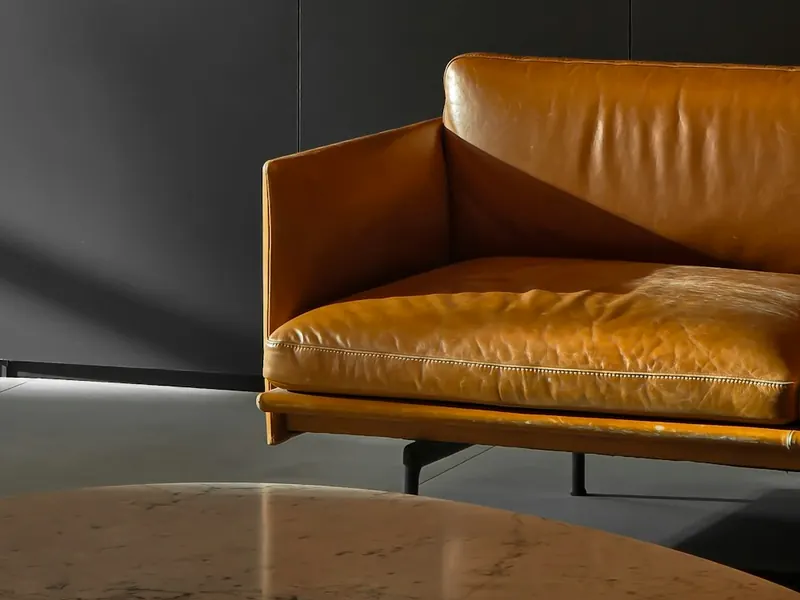 Tan leather sofa